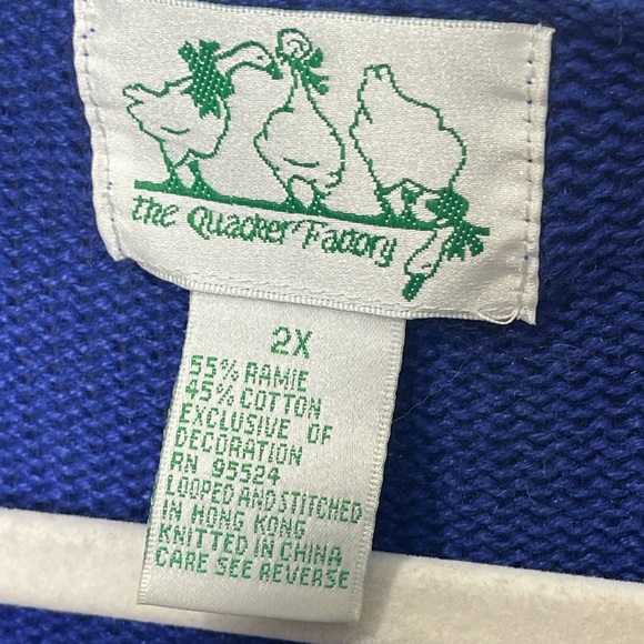 The Quacker Factory Embroidered Patriotic Blue Stars Flag Cardigan Sweater 2X - Picture 5 of 8